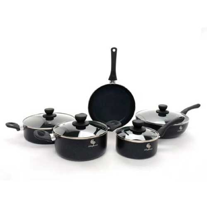 Set ollas en marmol 9 pzs negro